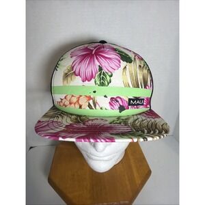 Maui Hawaii Floral Trucker Hat Mesh Back Snapback Adjustable One Size
